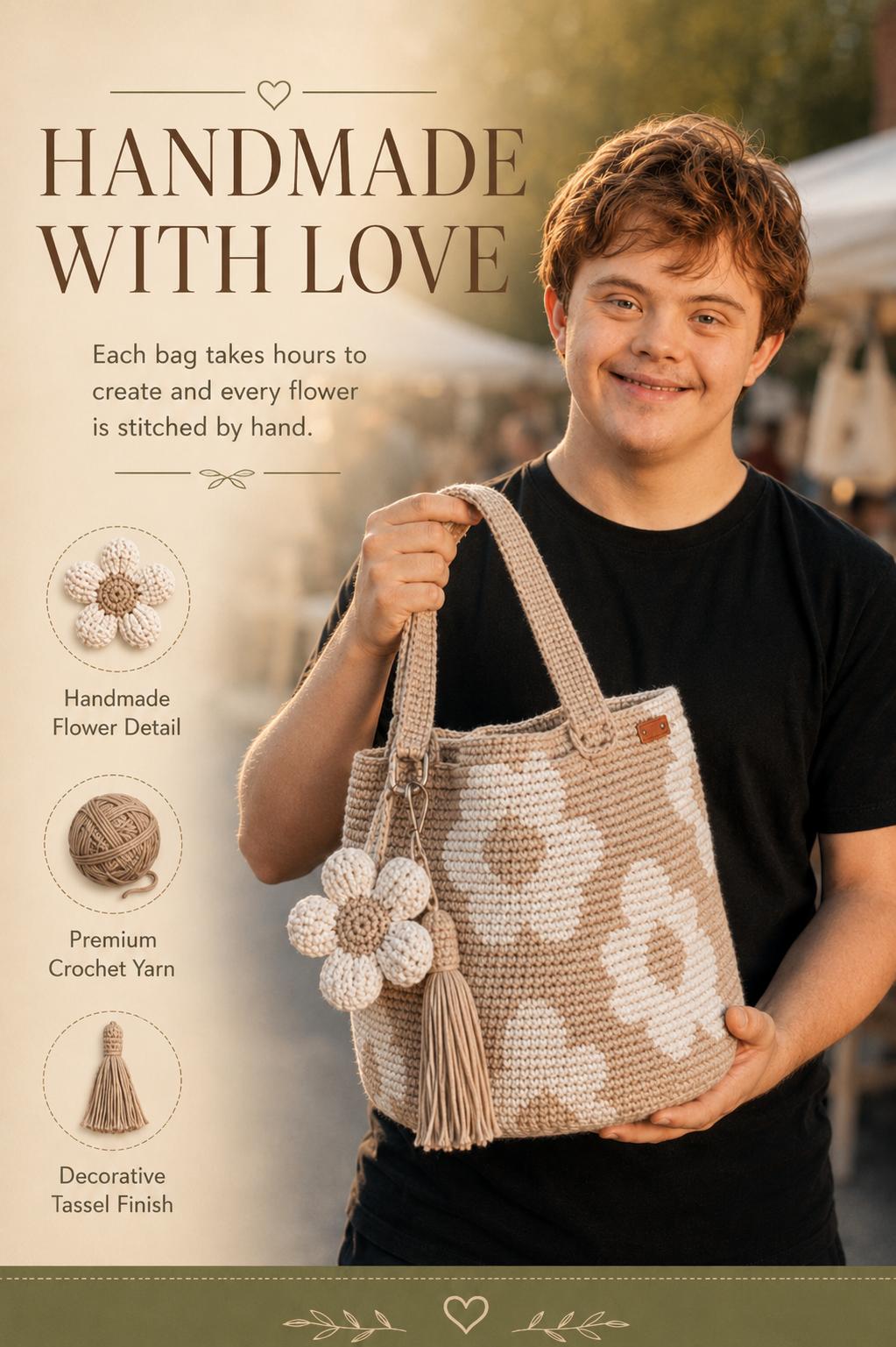 Luca's Handmade Crochet Flower Bag