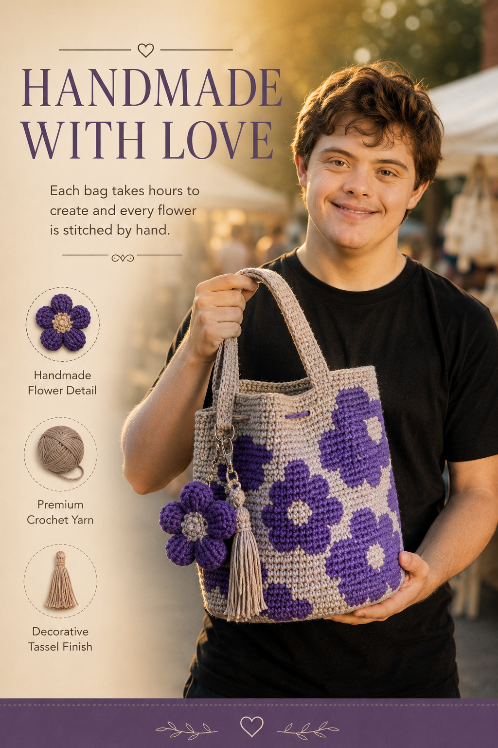 Luca's Handmade Crochet Flower Bag